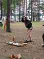 Velleni колет дрова на дне рождения на озере/ chopping firewood at birthday party nearby lake